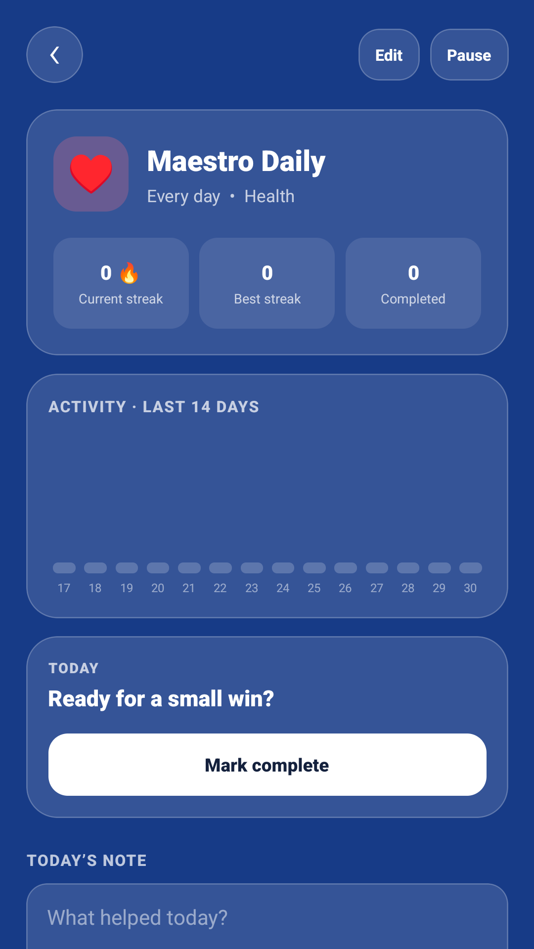 Pure Track habit details screen