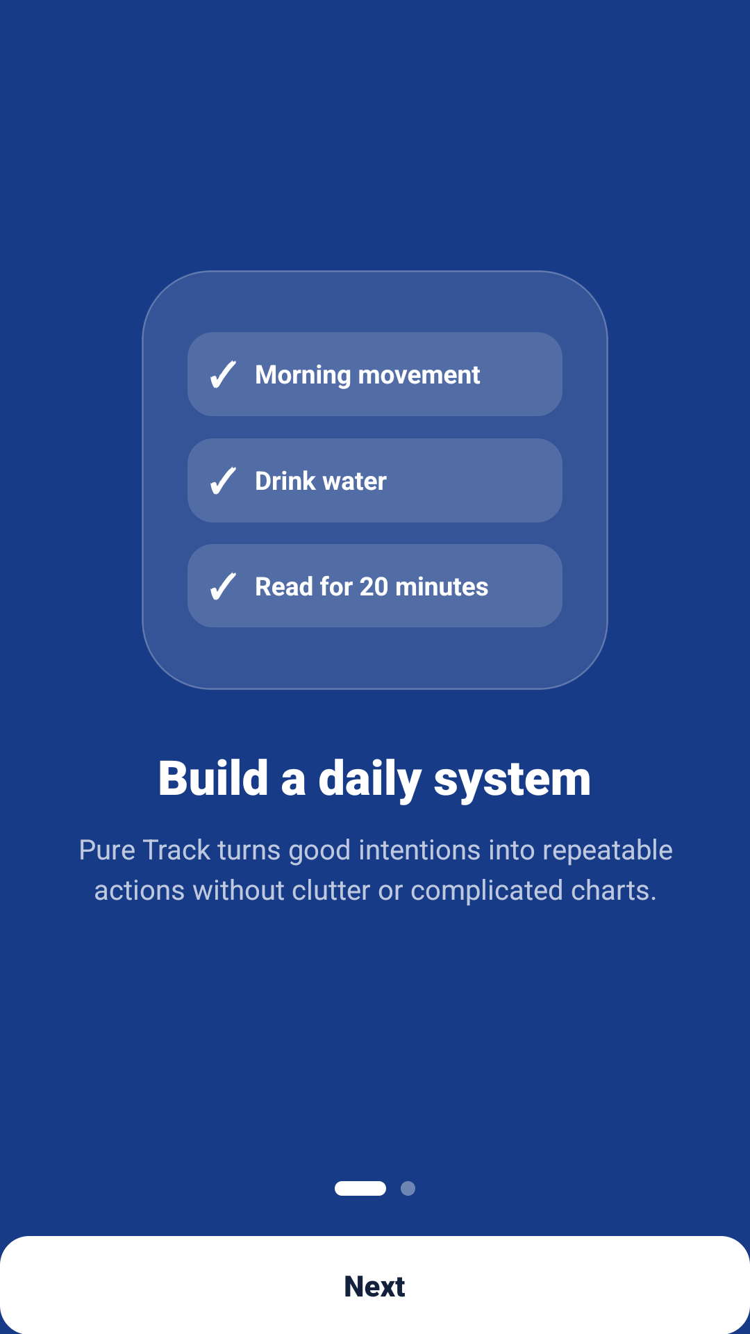 Pure Track onboarding screen